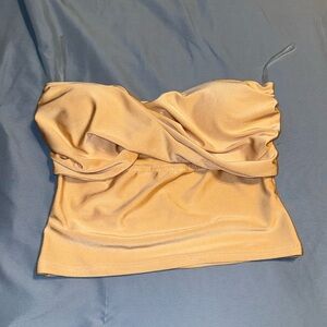 Neutral golden/cream colored tube top